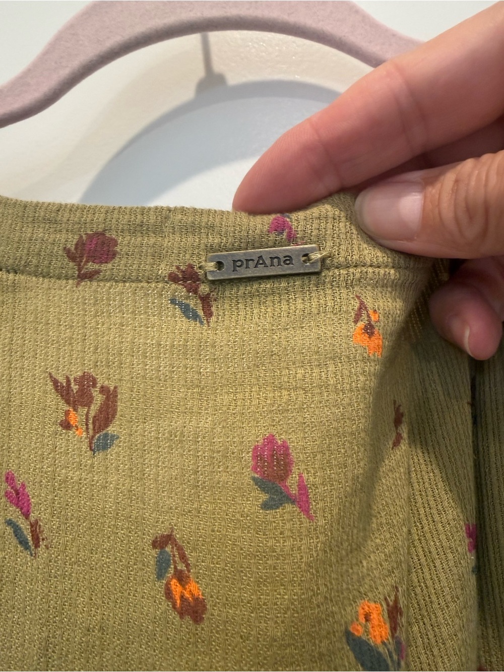 Prana Olive Green Maxi Dress with Orange & Pink Floral Print - Picture 5 of 5